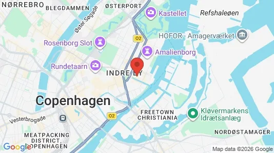 Kontorfællesskaber til leje i København K - kort over placeringen