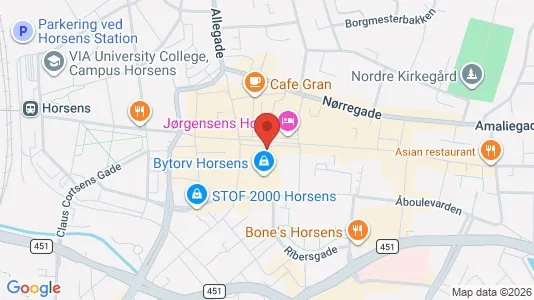 Kontorlokaler til salg i Horsens - kort over placeringen