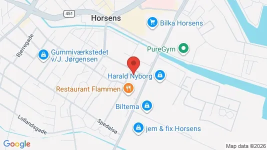 Kontorlokaler til leje i Horsens - kort over placeringen