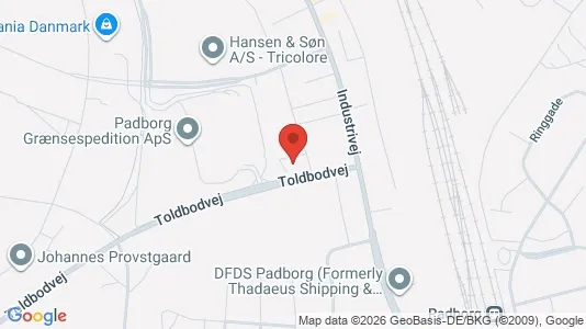 Kontorlokaler til leje i Padborg - kort over placeringen