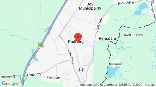Kontorlokaler til salg i Padborg - kort over placeringen