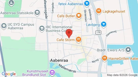 Kontorlokaler til leje i Aabenraa - kort over placeringen