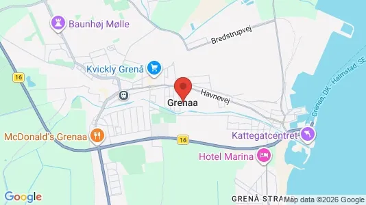 Kontorlokaler til leje i Grenaa - kort over placeringen
