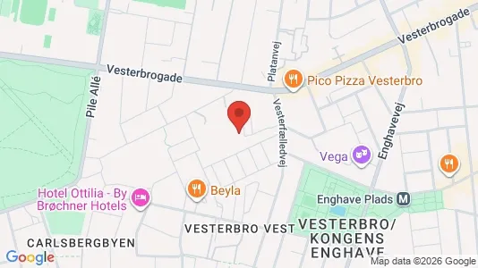Kontorlokaler til leje i Vesterbro - kort over placeringen