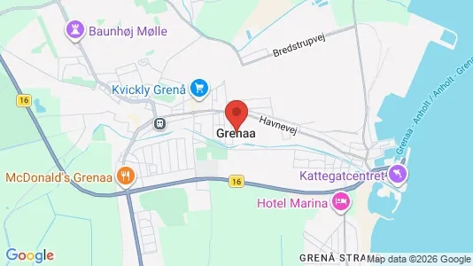 Kontorlokaler til leje i Grenaa - kort over placeringen